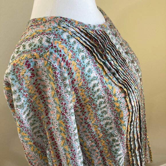 Anthropologie Maeve LS Blouse Gelise Pintuck Metal Buttons Peasant Prairie, Med. - Picture 5 of 14